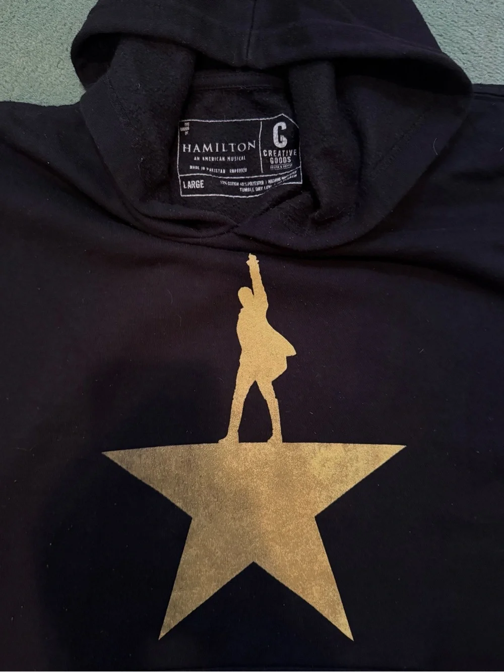 Hamilton Black Hoodie with Gold Star Silhouette - Men Sweater